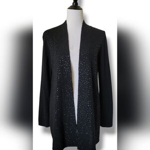 Charter Club Cashmere Sequin Open Cardigan Black M